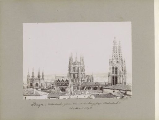 View of the cathedral of Burgos over the rooftops