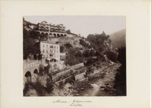 View of Merano with the Gilf Promenade, Villa Sophie and Café Gilf by J. Lauf