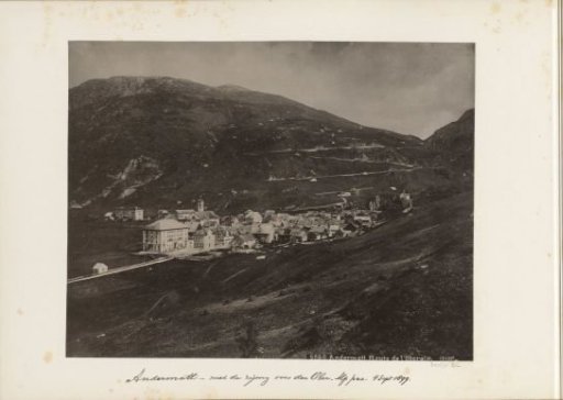 View of Andermatt with the Oberalp Pass in the background