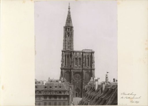 Cathedral of Strasbourg, seen over rooftops