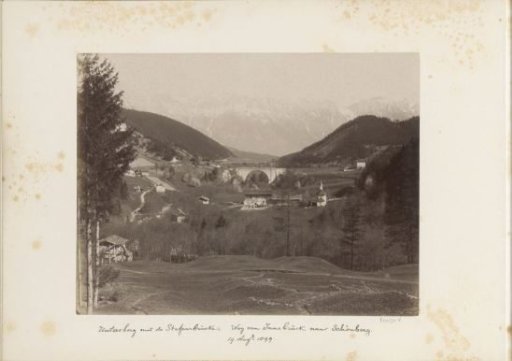 View of the Untersberg with St. Stephen's Bridge on the road from Innsbruck to Schönberg