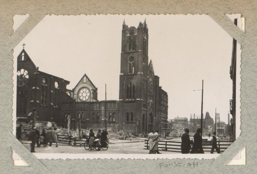 Ruins of the All-Holy Heart of Jesus Church and the Van Oldebarneveltstraat in Rotterdam