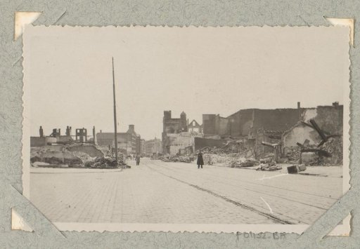 View of ruins of buildings on the Botersloot in Rotterdam