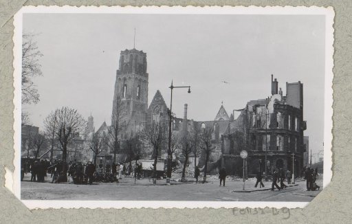 Ruins at the Groote Markt with public in Rotterdam