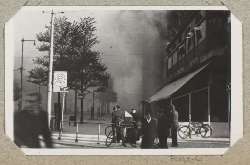 Street in Rotterdam with smoke clouds