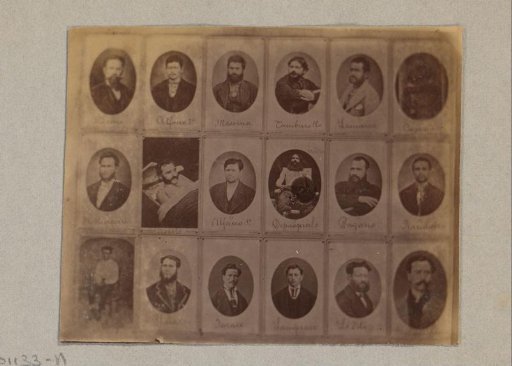 Photographic reproduction of eighteen portraits of Sicilian brigands by Giuseppe Incorpora, reduced