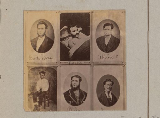 Photographic reproduction of six portraits of Sicilian brigands by Giuseppe Incorpora, reduced