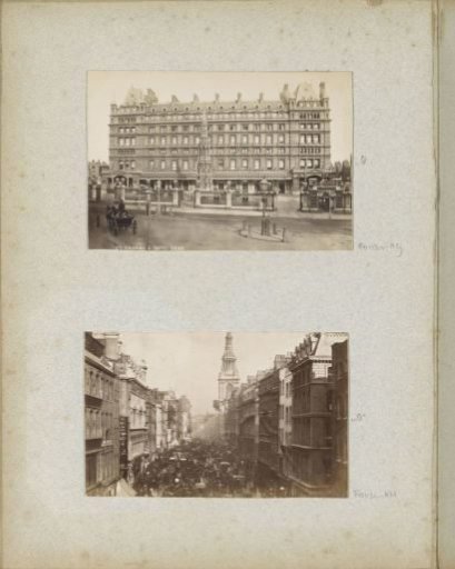 View of Fleetstreet in London with St Mary-le-Bow in the middle right