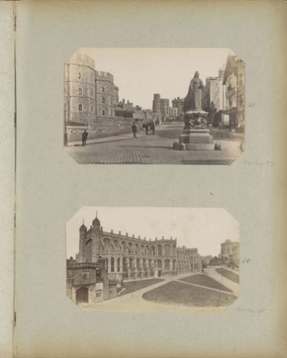 Windsor Castle with the statue of Queen Victoria (Jubilee Monument) on the right