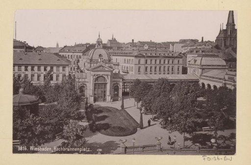 View of Kochbrunnenplatz in Wiesbaden