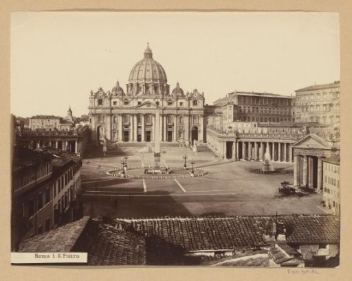 View of St. Peter's Basilica and the Apostolic Palace on St. Peter's Square in Rome