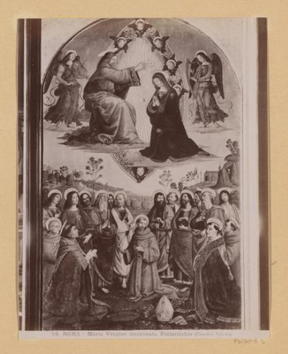 Photographic reproduction of a painting by Bernardino Pinturicchio, depicting the Coronation of Mary