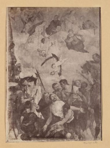 Photographic reproduction of (possibly) a painting, depicting the martyrdom of an unknown saint