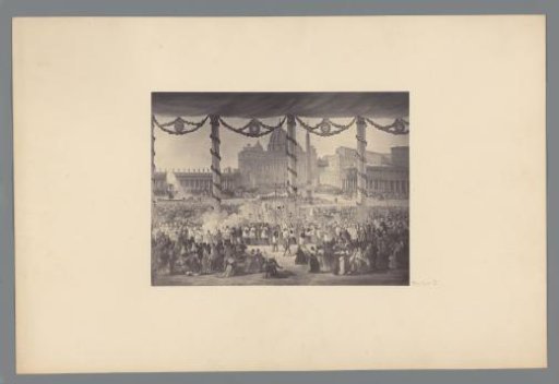 Photoreproduction of a painting by Vincenzo Giovannini, depicting the Pope on St. Peter's Square amidst a crowd during Corpus Christi
