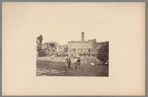 Men and ox wagons on the Roman Forum