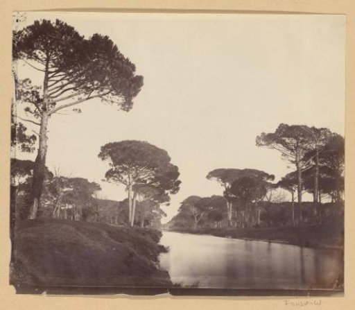 Landscape with trees and a body of water, probably in Italy