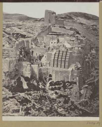 View of the Mar Saba monastery in the Kidron Valley near Jerusalem