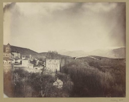 View of Granada and the Sierra Nevada, with the Alhambra on the left