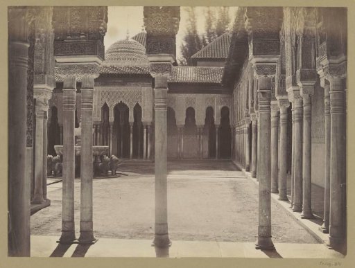 Patio de los Leones with fountain in the Alhambra in Granada
