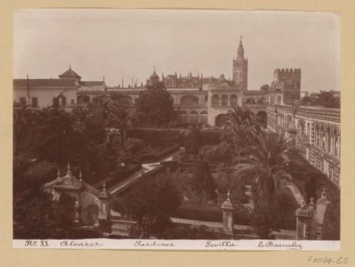 View of the palace gardens of the royal palace of Seville