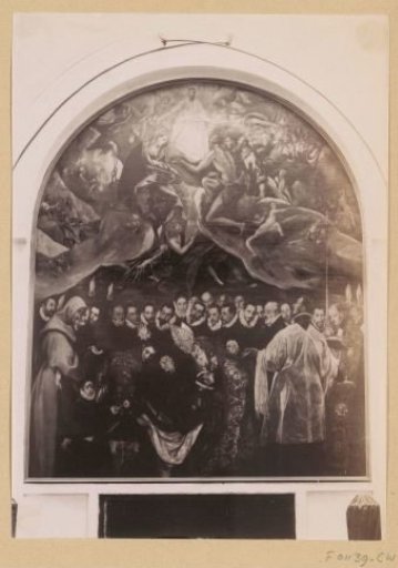 Photographic reproduction of a painting of the Burial of the Lord of Orgaz by El Greco in the Iglesia de Santo Tomé in Toledo