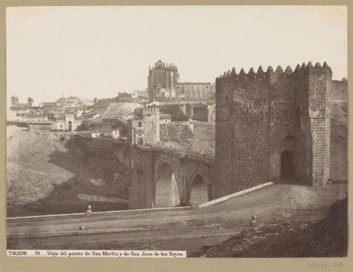 View of the Puente de San Martín over the Tagus, in the background Toledo and the Convento de San Juan de los Reyes