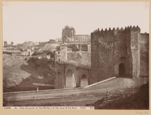 View of the Puente de San Martín over the Tagus, in the background Toledo and the Convento de San Juan de los Reyes