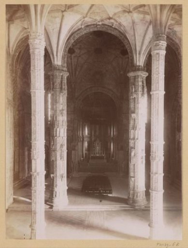View of the interior of the Mosteiro dos Jerónimos in Lisbon