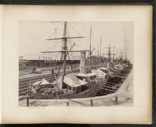 Three Chinese ships in a dock of the Tanjong Pagar Dock Co. Ltd. in Singapore