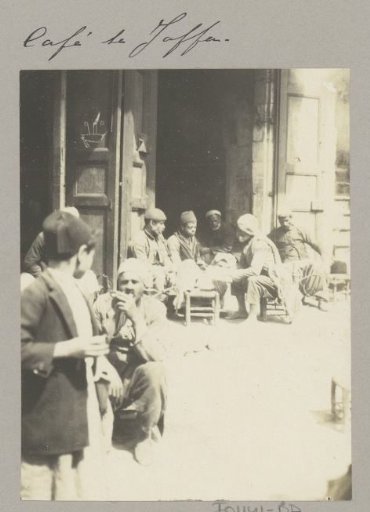 Men on a café terrace in Jaffa
