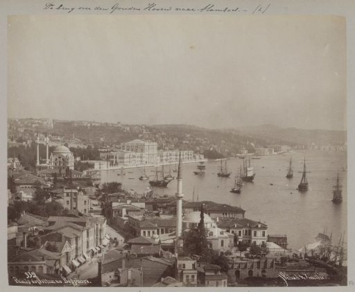 View of Istanbul with the Sultan's Palace centrally located on the Bosphorus