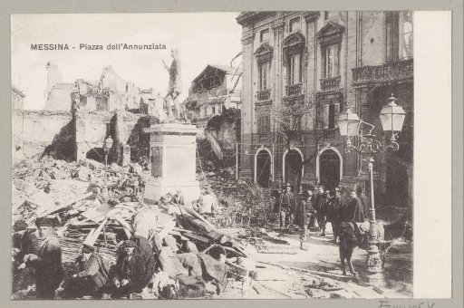 Piazza dell'Annunziata in Messina with ruins of the earthquake of 28 December 1908