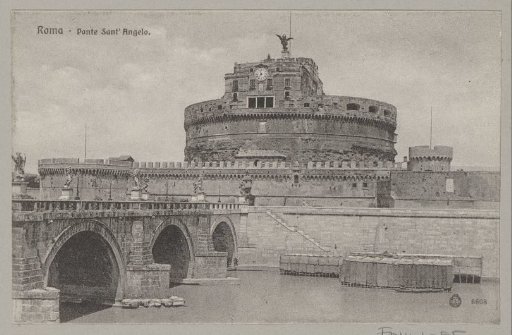 View of the Castel Sant'Angelo and the Ponte Sant'Angelo in Rome