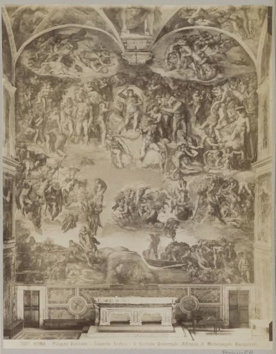 Interior of the Sistine Chapel in Vatican City with the fresco of The Last Judgment