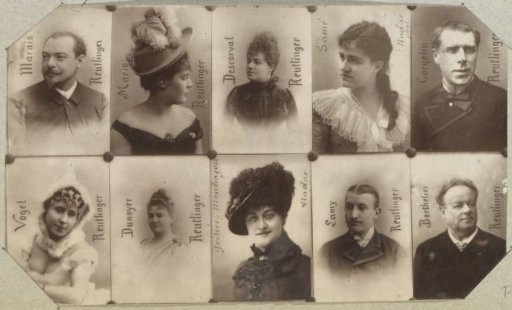 Ten portraits of singers and actors: Marais, Mario, Descorval, Samé, Cocquelin, Vogel, Dunoyer, Grisier-Montbazon, Lamy and Berthelier