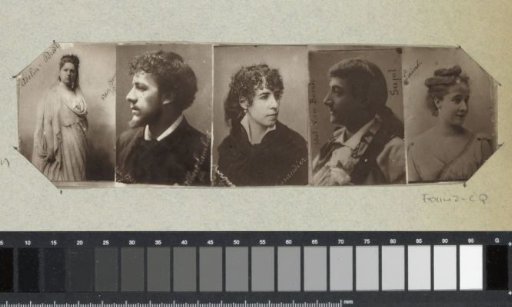 Five portraits of singers and actors: Adelin Diedl, Albert Lambert Fils, Tessandier, Sujol and Lainé