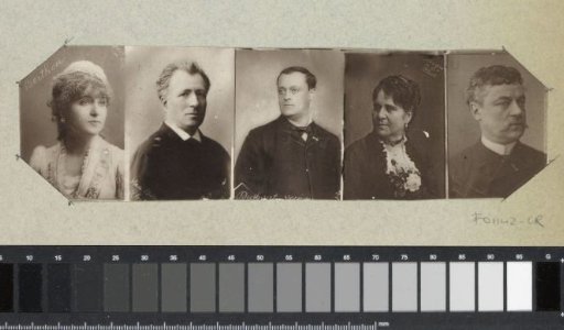 Five portraits (probably) of singers and actors: Berthon and four unknown persons