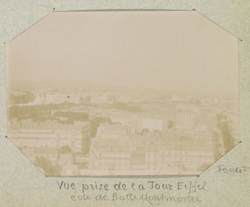 View of the Montmartre Hill from the Eiffel Tower during the 1900 World's Fair in Paris