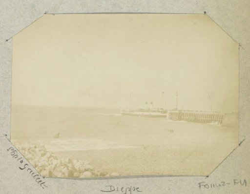 Beach at Dieppe with an inland-going ship in the background