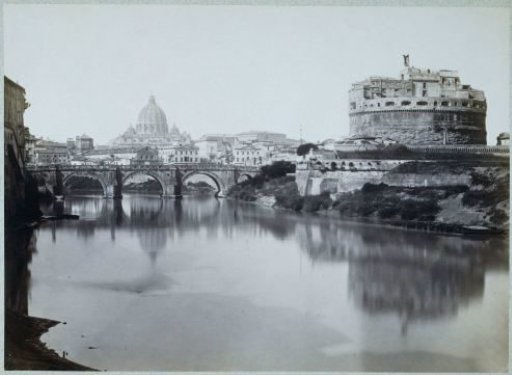 View of the Castel Sant'Angelo and the Ponte Sant'Angelo in Rome