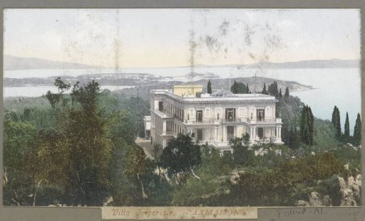 View of the imperial villa of the Achilleion on Corfu