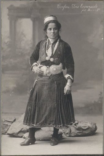 Portrait of a woman in Corfu costume