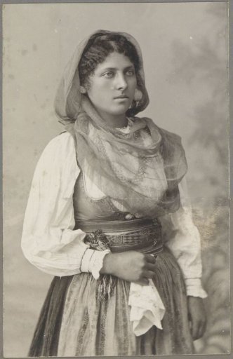 Portrait of a woman in Corfu costume
