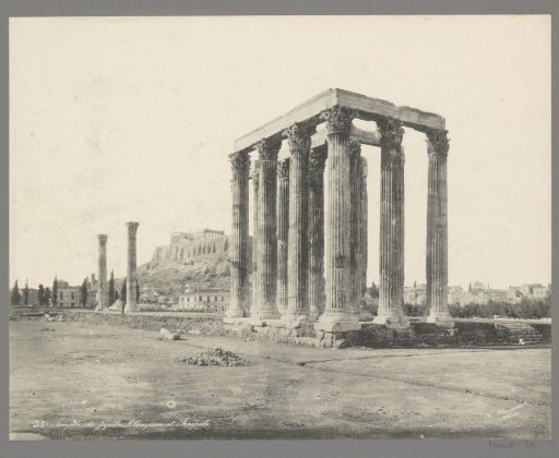 View of the Temple of Olympian Zeus in Athens with the Acropolis in the background