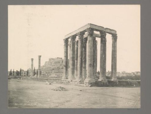 View of the Temple of Olympian Zeus in Athens with the Acropolis in the background