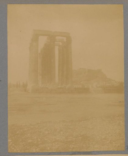 View of the Temple of Olympian Zeus in Athens with the Acropolis in the background