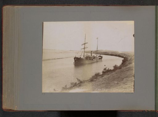 Ship on the Suez Canal at the bend of El Guirsch