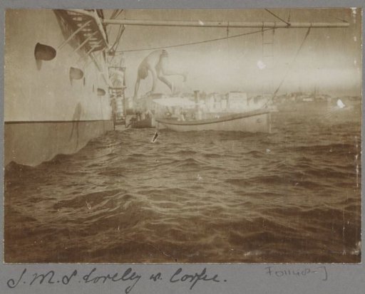 Man diving from S.M.S. Loreley into the sea near Corfu