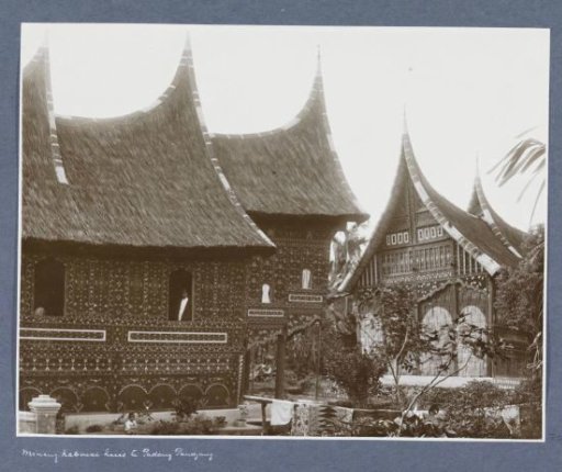 Exterior of a Minangkabau house in Padang Panjang in Sumatra