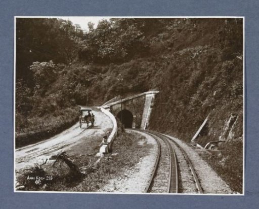 Railway tunnel and carriage in the Anai Gorge on Sumatra